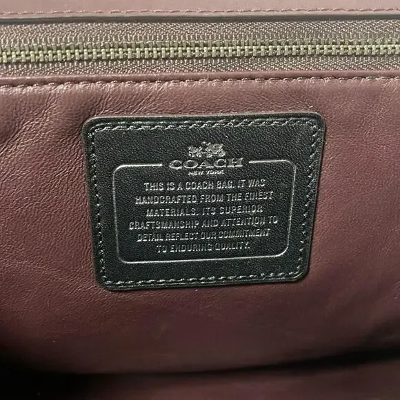 Coach Tea Rose Top Handle Bag Black and Oxblood Leather - Picture 2 of 14